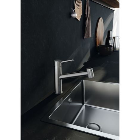 KLUDI STEEL Spültisch-Einhebelmischer, geschlossener Hebel, mit (1/4)