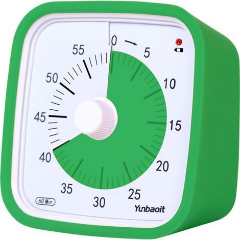 Visual Timer with Night Light, 60 Minute Countdown Timer for Kids and Adults, Silent Classroom Timer, Time Management Tool for Home, School or Work (Light Green)