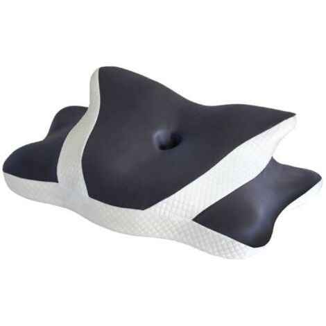 Oreiller cervical ergonomique 2 en 1 en mousse à mémoire de forme, oreiller orthopédique pour dormir sur le côté et sur le dos, oreiller papillon, 60 x 40 x 14 cm (gris foncé) (1/2)