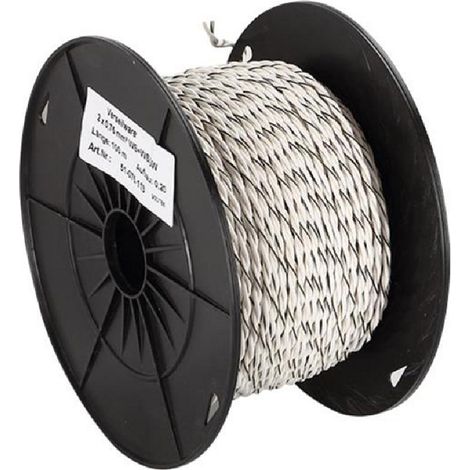 Cable compatible avec haut-parleur torsade 2x0.75mm2 Blanc noir 100m