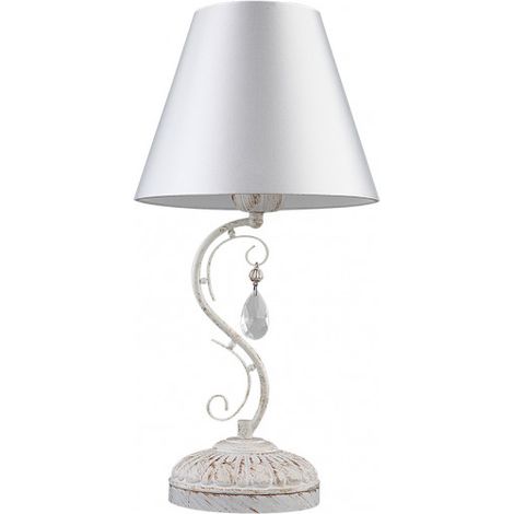 CLEMATIS lampada da tavolo bianca con paralume FABRILAMP