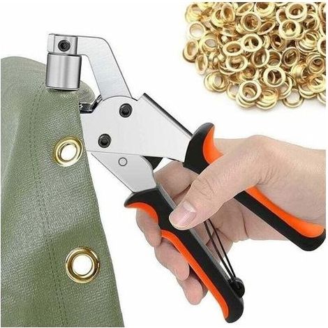 pair Pince à Oeillets pour Bâches, lot de 300 Oeillets (Ø 10 mm), Pince à oeillet Portable pour Tissus, Bâche, Cuir (1/4)