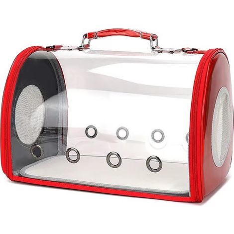 Sac à main Transparent pour animaux de compagnie, Capsule de grande capacité, porte-main pour chat, trous de Ventilation à deux côtés, sac Portable pour voyage (1/5)