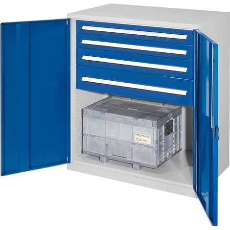 Kappes Schwerlast-Beistellschränke ohne Mitteltrennwand 1110x1000x600mm Modell 62 Vollblechtüren enzianblau