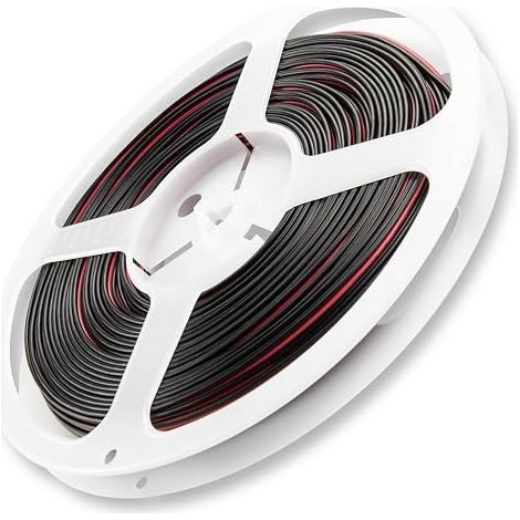 30 m 0.35 mm Flexible Electric Cable 2 Wires 22awg 1.6 mm x 3.2 mm Copper PVC for LED Strips 12 V/24 V 3 A