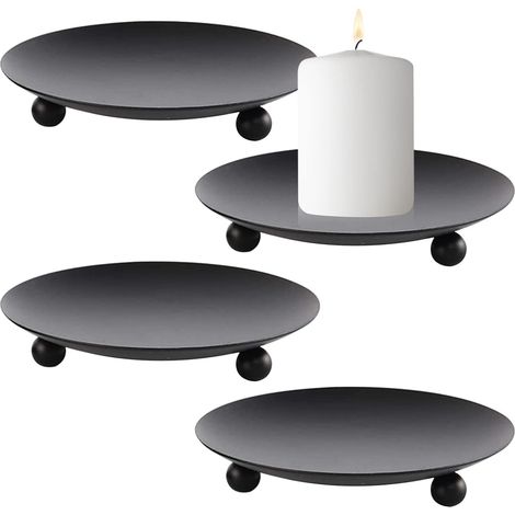 4PCS Chandelier de Mariage,Bougeoir en Métal rétro Noir,Bougeoirs Détenteur pour Restaurant Table Mariage Noël Halloween Saint Valentin(Noir) (1/5)