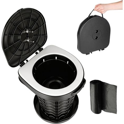 Toilettes de camping pliables avec sac de toilette, toilette mobile avec couvercle, toilette de camping portable avec 10 sacs poubelles, pot pliable pour camping, randonnée, pêche et festivals (1/5)