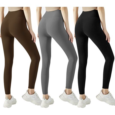 YALISHI Leggings cintura alta de mujer deportivos para verano de tela elástica Color: Marrón - Talla: XS-S (1/5)