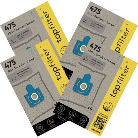Lot de 4 packs de 4 sacs aspirateur 64475 Tornado et AEG TopFilter Premium (1/5)