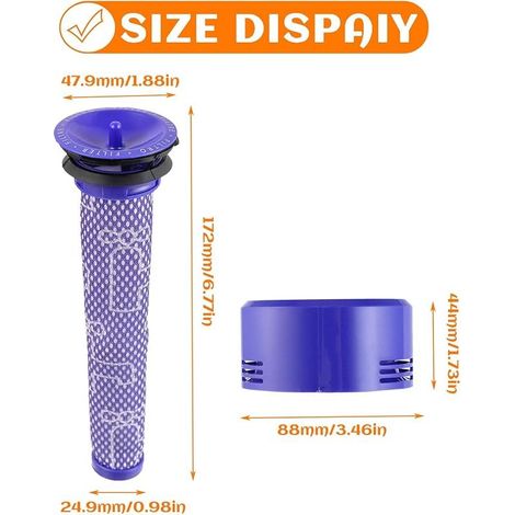 FOREHILL 6-teiliges Filterset für Dyson V8 V7 Staubsauger, Ersatzfilter für Dyson V8 V7 Absolute Animal Motorhead, 3 Nach-HEPA-Filter, 3 Vorfilter, ersetzt die Teilenummern 965661-01 und 967478-01 (1/5)