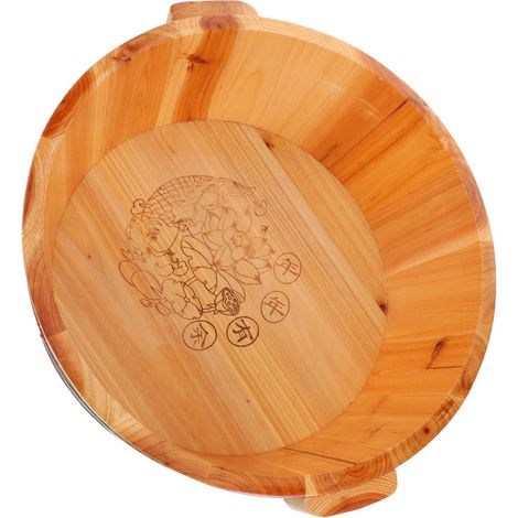Bassine Bain de Pieds en Bois Naturel 36 Cm Diamètre 16 Cm Hauteur, Seau à Pied pour Pédicure, Bain Spa pour Mollets, Bol de Pédicure Bois Surface Lisse Confortable, Usage Maison (1/5)