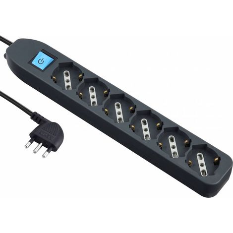 MULTIPRESA 6P BIP/SCHUKO+INTERR NERO FIG.4