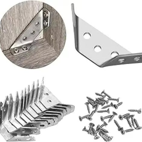 Lot de 8 équerres d'angle droites en acier laminé à froid pour étagères en bois