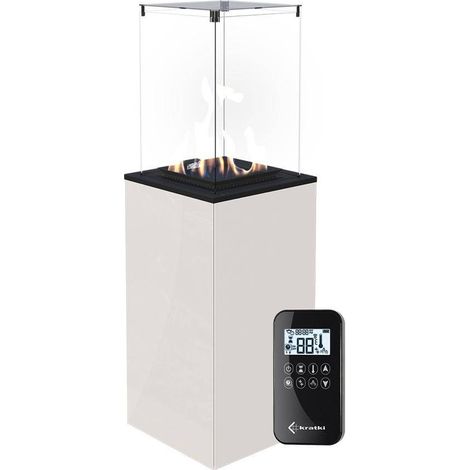 KRATKI Gaskamin PATIO MINI Glas Weiss Ferngesteuert Gasheizgerät Wärmelampe 4-8,2 kW (1/5)