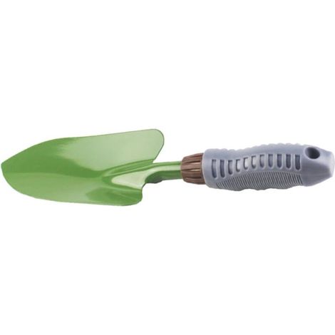 Pelle de jardinage avec manche en plastique - Outil de rempotage pour planter, fleurir et ameublir le sol - Vert (1/3)