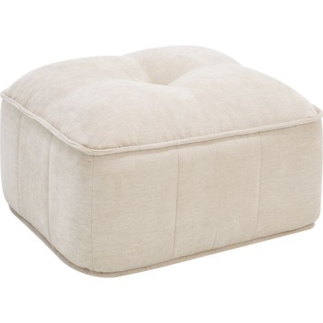 Pouf repose-pieds en polyester, coloris beige, pour salon et chambre, assise d'appoint confortable et design compact (1/5)