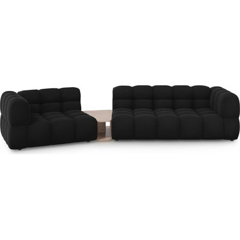 Canapé modulable gauche 3 places en velours noir (1/5)