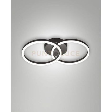 GIOTTO APPLIQUE NERA D.30+D.30cm 2 LUCI A LED 3000K - 36W - 3780 lm DIMMERABILE C/ACCES. SMART