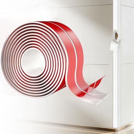 Plinthe souple auto-adhésive pour portes, fenêtres, murs, cuisine, carrelage, rouleau étanche - Facile à découper - Idéal pour les bricoleurs (blanc, 6,1 m/2 cm) (1/5)