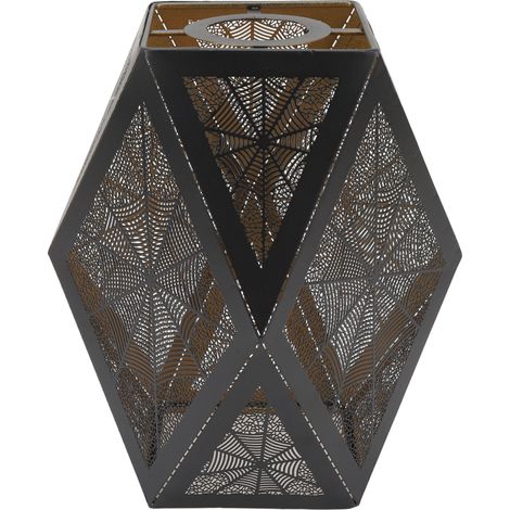 Ortviai Abat-jour en fer avec motif polygonal ajouré, moderne et gravé au laser, pour douille E27/E26