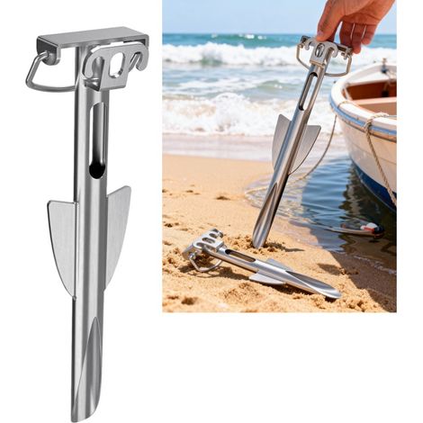 Ancrages de sable – Système de fixation au sol portable robuste en acier inoxydable pour embarcation  Conception de stabilité marine résistante avec structure en spirale à prise en main sûre pour