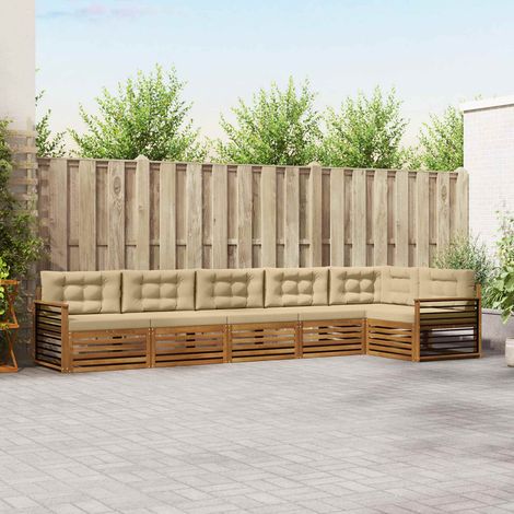 vidaXL Outdoor-Sofagarnitur mit Kissen 6 pcs Natur und Beige (1/5)