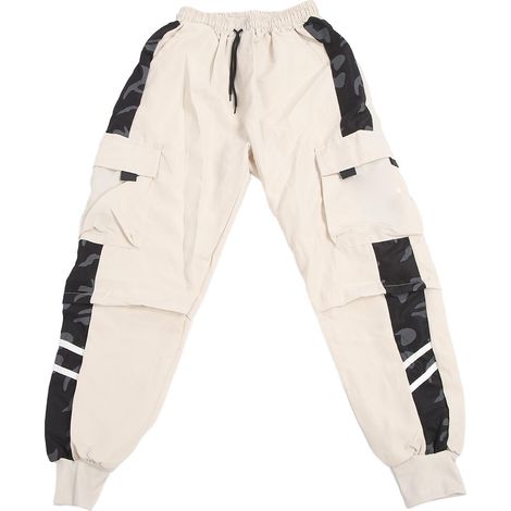 Pantalon cargo homme à cordon de serrage élastique, coupe ample, poches latérales, ourlet fuselé, idéal pour le sport, l'école ou les clubs, kaki, taille XL (1/5)