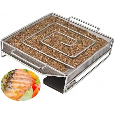 Ensemble d'accessoires pour barbecue ING, panier à fumoir en acier inoxydable, boîte à fumoir carrée pour barbecue d'extérieur (1/2)
