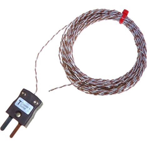 Thermocouple type Type T Ø 1/0.2mm, L 3000mm, 260°C max à Raccord à double torsadage ( Prix pour 1 )