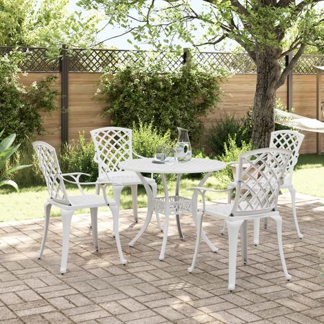 Maison Exclusive - Set da Pranzo da Giardino 5 pz Bianco in Alluminio Pressofuso