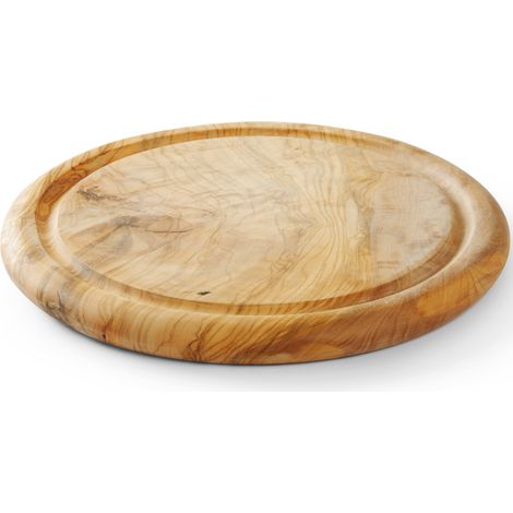 Tabla redonda de madera de olivo para servir embutidos, quesos y aperitivos, diámetro 260 mm
