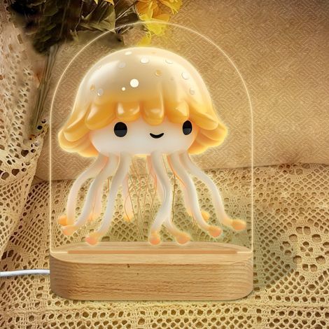 Veilleuse en forme d'arc avec méduse cartoon mignonne Lampe LED 7 couleurs Décoration chambre bébé Cadeau naissance (1/5)