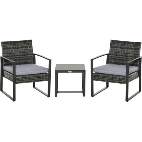 Ensemble meuble de balcon et jardin, coussins gris, résistant aux intempéries, meuble extérieur design élégant pour terrasse (1/5)