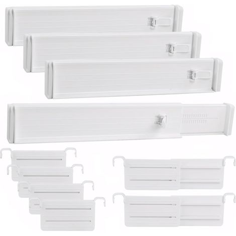 Lot de 10 Séparateur Tiroirs, Réglable 33-58,5 cm, Plastique ABS, Organisateur Tiroir, Pour Cuisine Chambre Bureau (1/5)