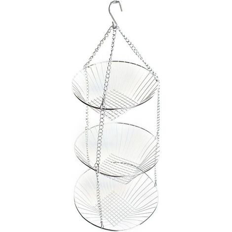 Cesto sospeso per frutta e verdura, soluzione salvaspazio a parete per conservare prodotti freschi e vari accessori - Crezuo (1/4)