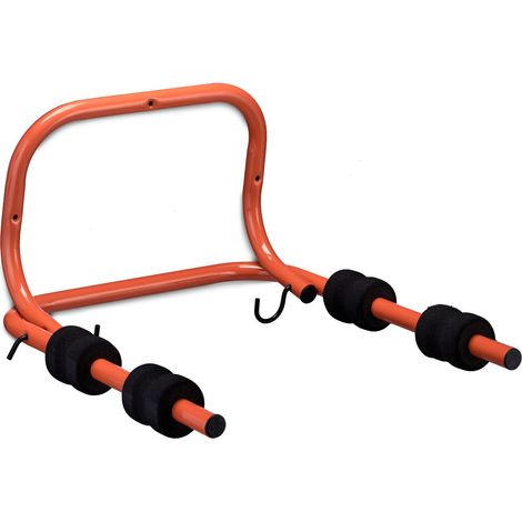Relaxdays Bike Wall Mount, 2 Bicycles, Capacity up to 30kg, Foldable, HBT 28 x 47.5 x 51 cm, Holder Rack, Red/Black