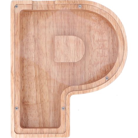 Coffret à monnaie transparent personnalisé avec lettre en bois pour enfants - Tirelire éducative (1/5)