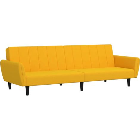 Divano Letto a 2 Posti Giallo in Velluto vidaXL (1/5)