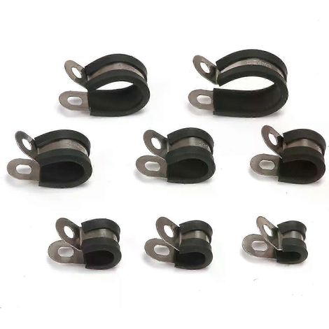 10 Stück gummierte P-Clips zur Kabelbefestigung, Schlauchschellen, Rohrschellen, Befestigungselemente aus Edelstahl, 6/8/10/12/14/16/20/24 mm - JXLGV (1/5)