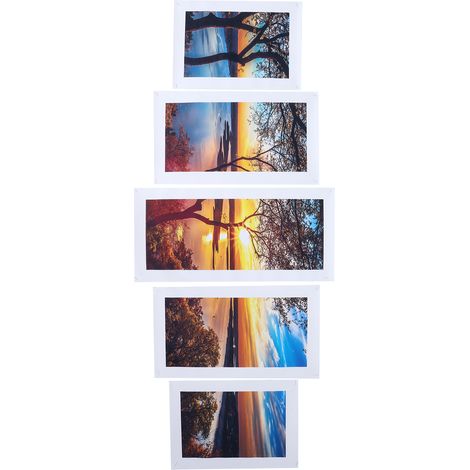 Lot de 5 tableaux décoratifs représentant un coucher de soleil sur un lac (1/5)