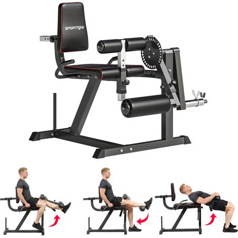 Machine d'extension de jambe - SPORTNOW - capacité 120 kg - multifonction - entraînement des hanches, cuisses - acier - noir