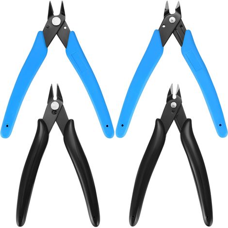 Alicates de corte de precisión, cortador de alambre, cortador de patrones, alicates eléctricos para joyería, fabricación de artesanías / Negro, Azul