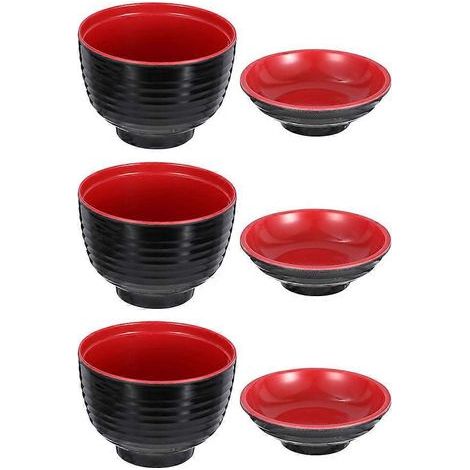 Lot de 3 petits bols japonais avec couvercle, bols à miso, bols à soupe et bols à fondue.-9.70X9.70X9.50CM-Black (1/4)