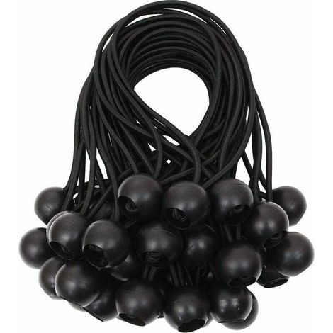 Tendeur de bâche Tendeurs à boule tendeur élastique tendeur en caoutchouc pour bannière, bâche, pavillon, tente, rideaux Harnais d’extension, support de bâche Blanc, 15cm (Noir, 40pcs) (1/4)