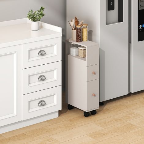 Nischenschrank auf Rollen Broreynna 66x15x33 cm Sandfarben [en.casa]