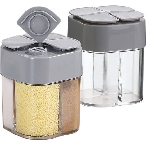 Lot de Pots à Épices Transparents,distributeur D'épices en Plastique 4 en 1 avec Couvercle pour le Stockage des Épices de Cuisine (1/3)