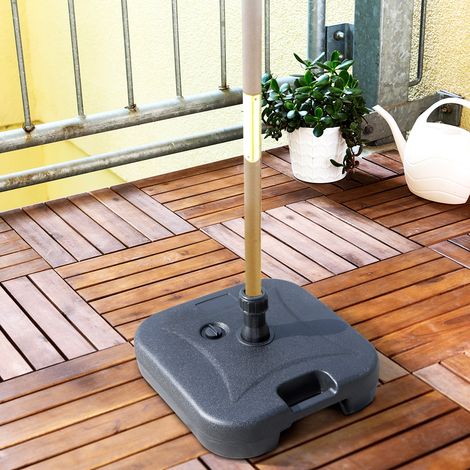 Base para sombrilla de jardín de HDPE, soporte para sombrilla con asa, base para sombrilla con mástil de Ø38 mm, rellenable con 20 kg de agua y 30 kg de arena, color negro. (1/5)