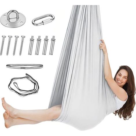 Aerial Kit Hamac De Yoga,Balançoire Nid D'Oiseau,Balançoire D'Intérieur 200 Kg Max. Avec Mousqueton,Fixation,Clous Et Access[CA60] (1/5)