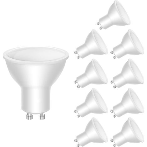 Gu10 Led Blanc Froid, Source De Lumière 5w 400lm, Ampoule Blanc Froid 6000k (Remplace La Lampe Halogène 40w), Ampoule à Angle De Faisceau 120 °, 10 Pièces, 19001 (1/5)