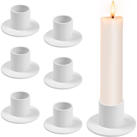 6 Pcs Bougeoirs Blanc en Métal, Porte Bougie de Table, Support Bougie Chandelle, Convient aux Bougies de Diamètre Inférieur à 2 cm
